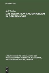 book Das Reduktionismusproblem in der Biologie