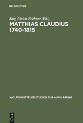 book Matthias Claudius 1740-1815: Leben - Zeit - Werk