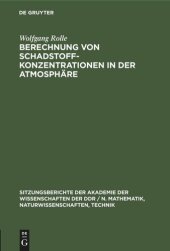 book Berechnung von Schadstoffkonzentrationen in der Atmosphäre