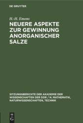 book Neuere Aspekte zur Gewinnung anorganischer Salze