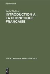 book Introduction à la Phonétique Française