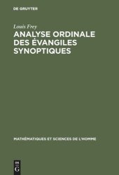 book Analyse ordinale des évangiles synoptiques