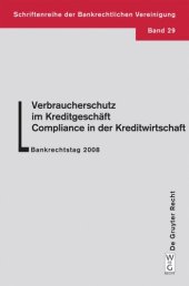 book Verbraucherschutz im Kreditgeschäft - Compliance in der Kreditwirtschaft: Bankrechtstag 2008