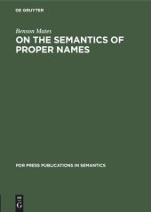 book On the Semantics of Proper Names