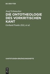 book Die Ontotheologie des vorkritischen Kant