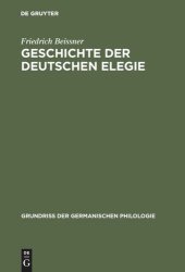 book Geschichte der deutschen Elegie