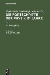 book Die Fortschritte der Physik im Jahre ...: 1849, Jahrgang 5