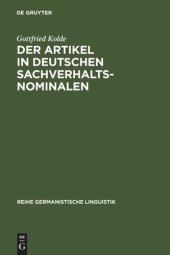 book Der Artikel in deutschen Sachverhaltsnominalen