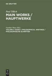 book Main Works / Hauptwerke: Volume 1/ Band 1 Philosophical Writings / Philosophische Schriften