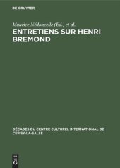 book Entretiens sur Henri Bremond