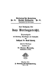 book Das Reichsgesetz über das Verlagsrecht