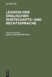 book Lexikon der englischen Wirtschafts- und Rechtssprache: Band 2 Deutsch-Englisch