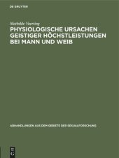 book Physiologische Ursachen geistiger Höchstleistungen bei Mann und Weib