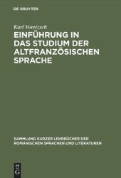 book Einführung in das Studium der altfranzösischen Sprache