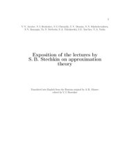 book Exposition of the lectures by S. B. Stechkin on approximation theory