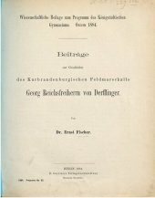 book Beiträge zur Geschichte des Kurbrandenburgischen Feldmarschalls Georg Reichsherrn von Derfflinger