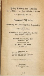 book Prinz Heinrich von Preußen als Feldherr im Siebenjährigen Krieg / Kriegsjahre 1756 - 1759