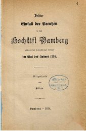 book Dritter Einfall der Preußen in das Hochstift Bamberg während des Siebenjährigen Krieges im Mai des Jahres 1759