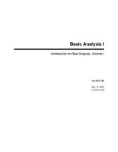 book Basic Analysis I: Introduction to Real Analysis, Volume I