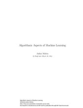 book Algorithmic Aspects of Machine Learning: Lecture Notes