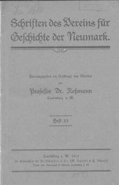 book Schriften des Vereins für Geschichte der Neumark