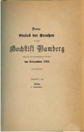 book Vierter Einfall der Preußen in das Hochstift Bamberg während des Siebenjährigen Krieges im November 1762