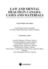 book Law and Mental Health in Canada: Cases and Materials