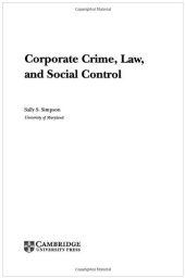 book Corporate Crime, Law, and Social Control 