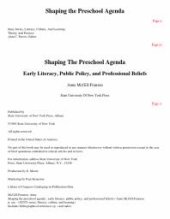 book Shaping the Preschool Agenda : Early Literacy, Public Policy, and Professional Beliefs