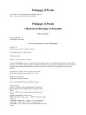 book Pedagogy of Praxis : A Dialectical Philosophy of Education