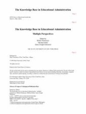 book The Knowledge Base in Educational Administration : Multiple Perspectives