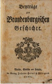 book Beyträge [Beiträge] zur Brandenburgischen Geschichte