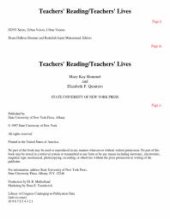 book Teachers' Reading/Teachers' Lives