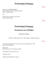 book Performing Pedagogy : Toward an Art of Politics