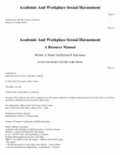 book Academic and Workplace Sexual Harassment : A Resource Manual