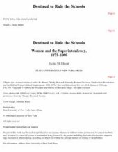 book Destined to Rule the Schools : Women and the Superintendency, 1873-1995