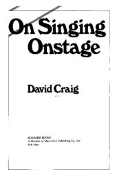 book On Singing Onstage