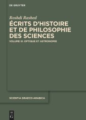 book Écrits d’histoire et de philosophie des sciences: Volume III Optique et Astronomie