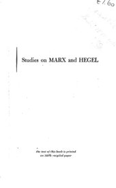 book Studies on Marx & Hegel