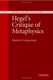 book Hegel's Critique of Metaphysics 