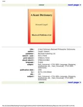 book A Kant Dictionary 