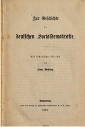 book Zur Geschichte der deutschen Socialdemokratie [Sozialdemokratie]