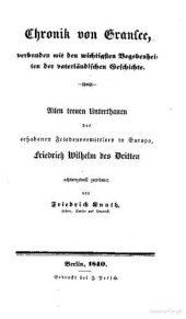 book Chronik von Gransee, verbunden mit den wichtigsten Begebenheiten der vaterländischen Geschichte