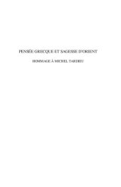 book Pensée grecque et sagesse d'orient: hommage à Michel Tardieu