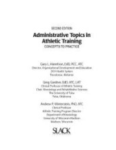 book Administrative Topics in Athletic Training : Concepts to Practice, Second Edition