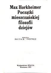 book Początki mieszczańskiej filozofii dziejów