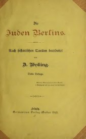 book Die Juden Berlins ; nach historischen quellen bearbeitet