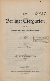 book Der Berliner Tiergrten von der ältesten Zeit bis zur Gegenwart