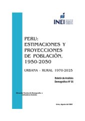 book Perú: Estimaciones y proyecciones de población, 1950-2050. Urbana - rural 1970 - 2025