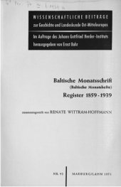 book Baltische Monatsschrift (Baltische Monatshefte). Register 1859 - 1939